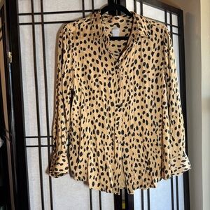 Chico's Tan and Black Animal Print Blouse